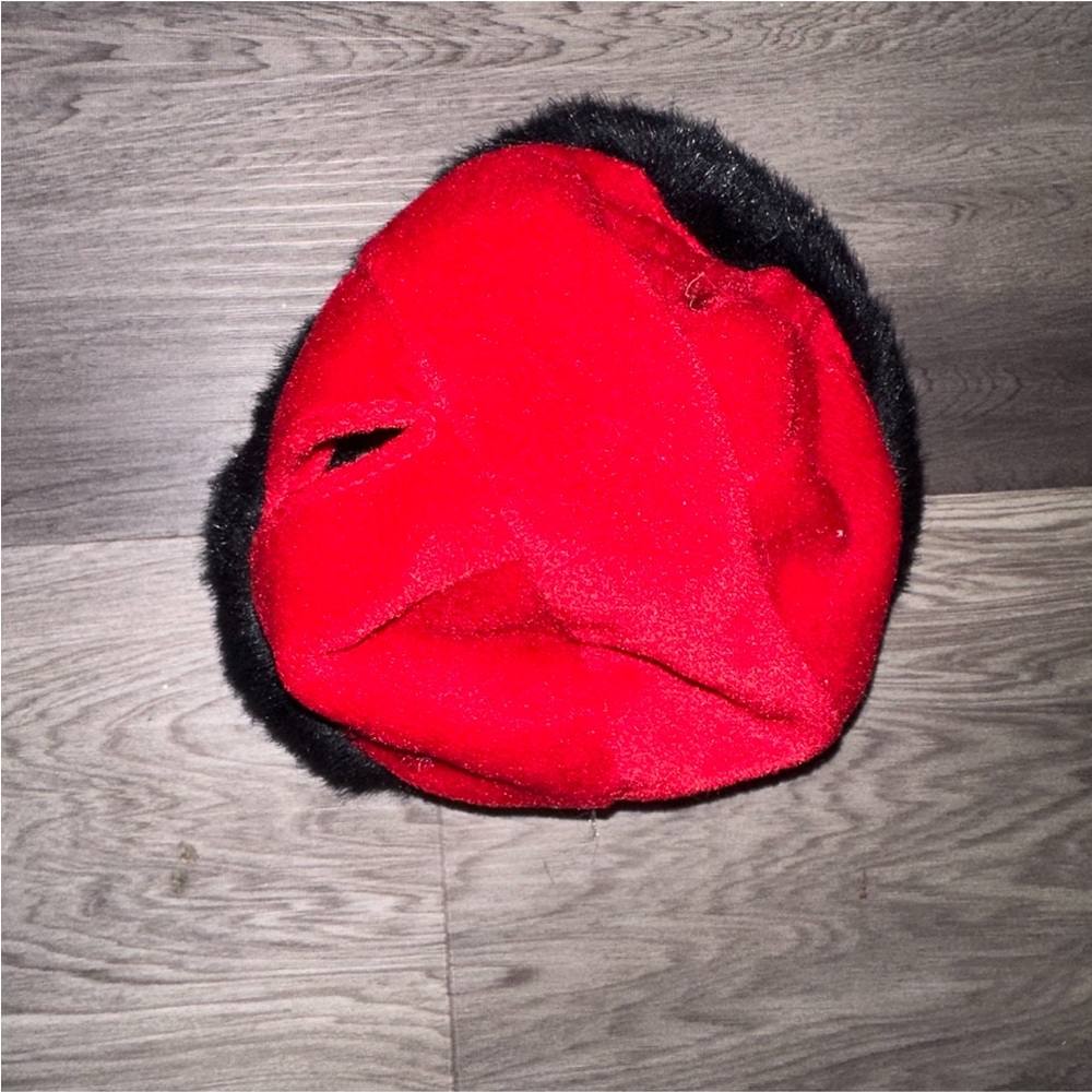 Vintage RARE Build a Bear Red Black Winter Russian Hat Faux Fur Velvet Style